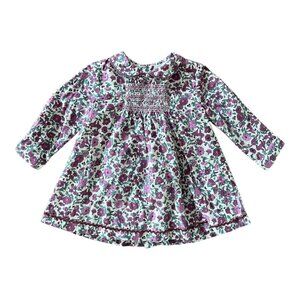 Tutto Piccolo Girls Dress Floral Smocked Long Sleeve Peter Pan Collar